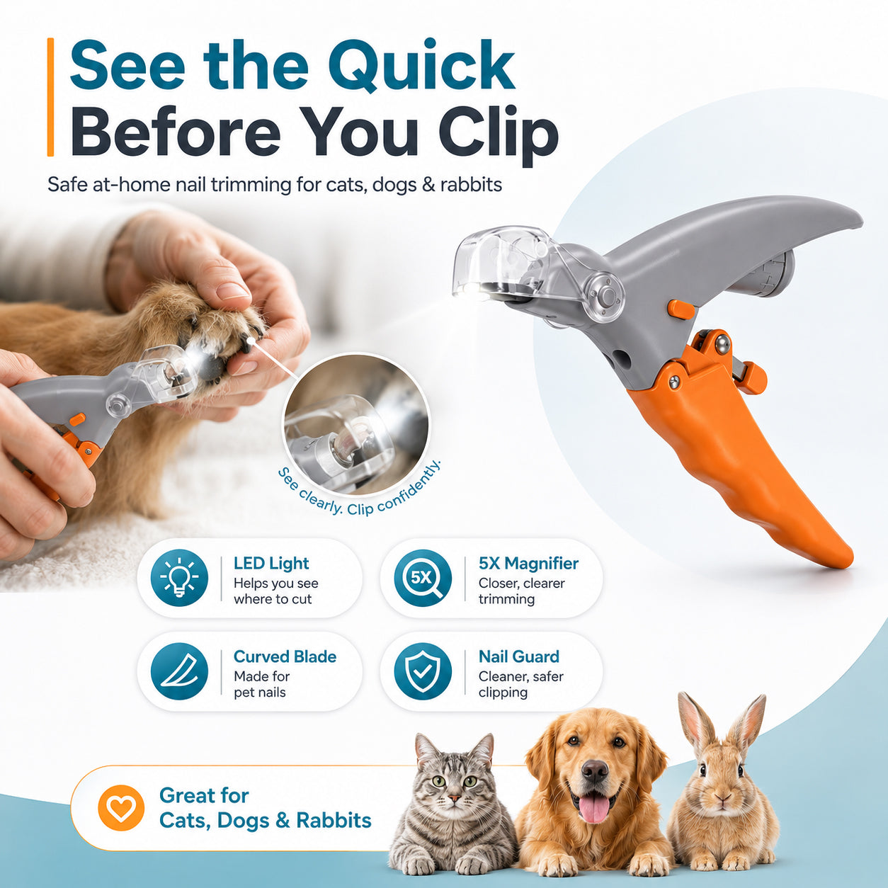 🐶Billhol® LED Pet Nail Clipper paw clip The LED Nail Clipper That Helps You See Before You Cut