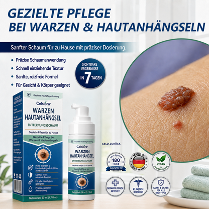 🇩🇪✨🌿 Celsiora® 7-Tage Warzen- & Hautanhängsel-Entfernungsschaum (Gezielte Pflege bei Warzen, Hautanhängseln & unebenem Hautbild)