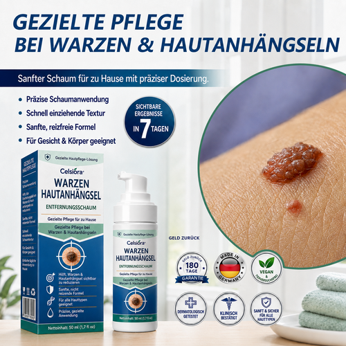 🇩🇪✨🌿 Celsiora® 7-Tage Warzen- & Hautanhängsel-Entfernungsschaum (Gezielte Pflege bei Warzen, Hautanhängseln & unebenem Hautbild)