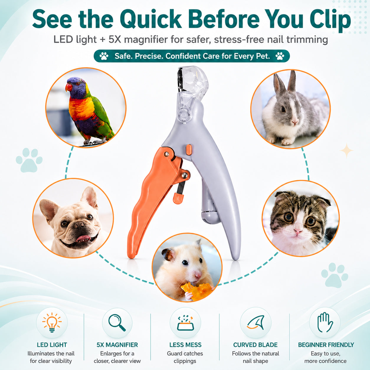 🐶Billhol® LED Pet Nail Clipper paw clip The LED Nail Clipper That Helps You See Before You Cut